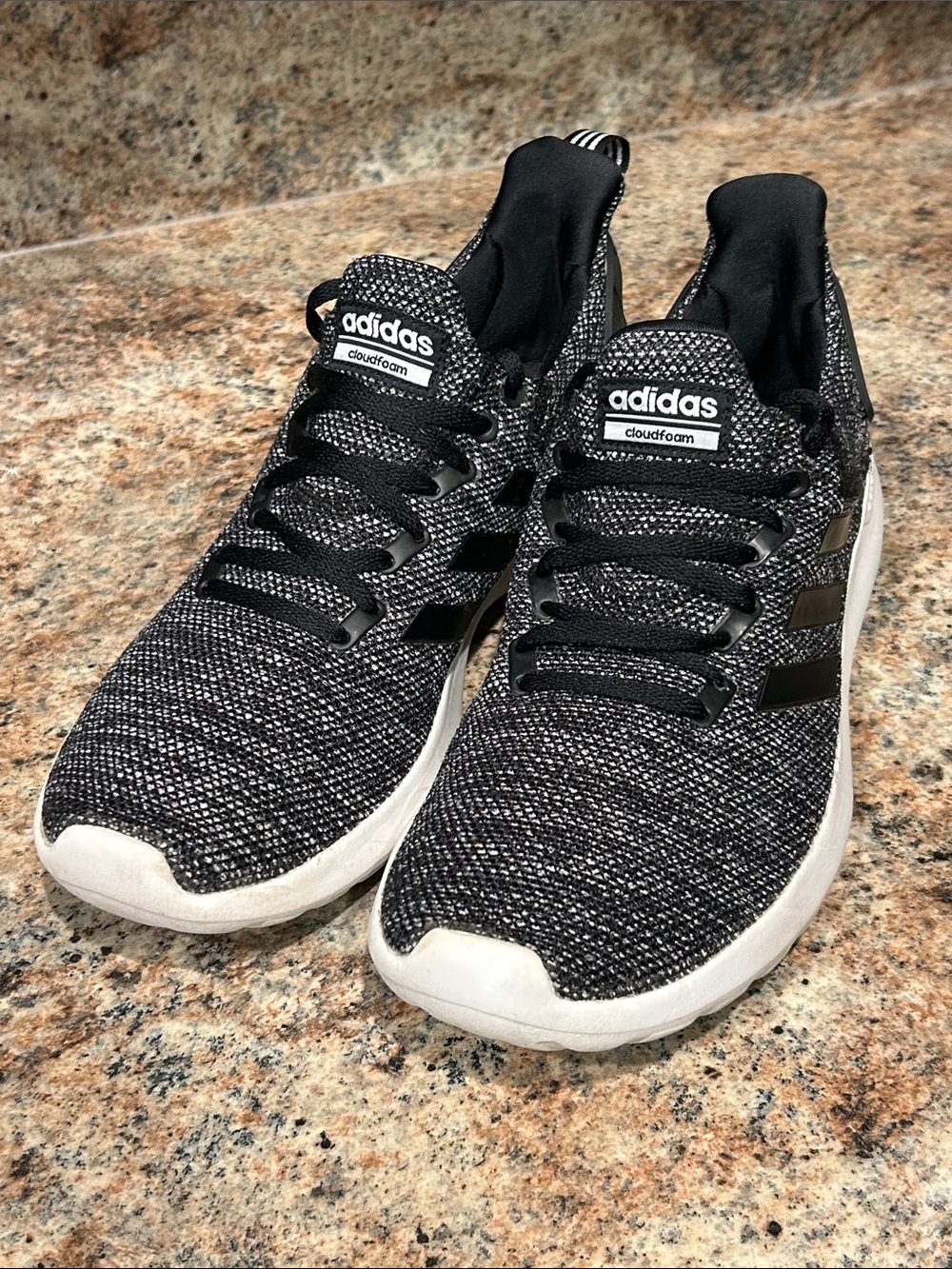 Adidas Men’s 11 Cloudfoam Pure Motion Knit Comfort Sneakers - Black/White